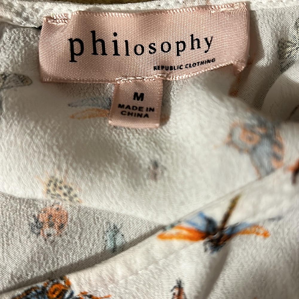 Philosophy Beautiful Colorful Insect Flutter Sleeves Shirt Top Size M - Picture 5 of 5